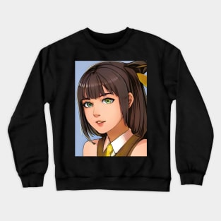 Brown hair anime school girl Crewneck Sweatshirt